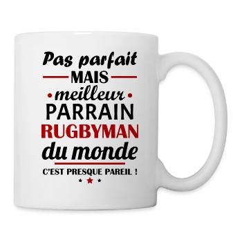 Pas parfait meilleur parrain rugbyman, cadeau noël - Mug blanc - blanc - Droite
