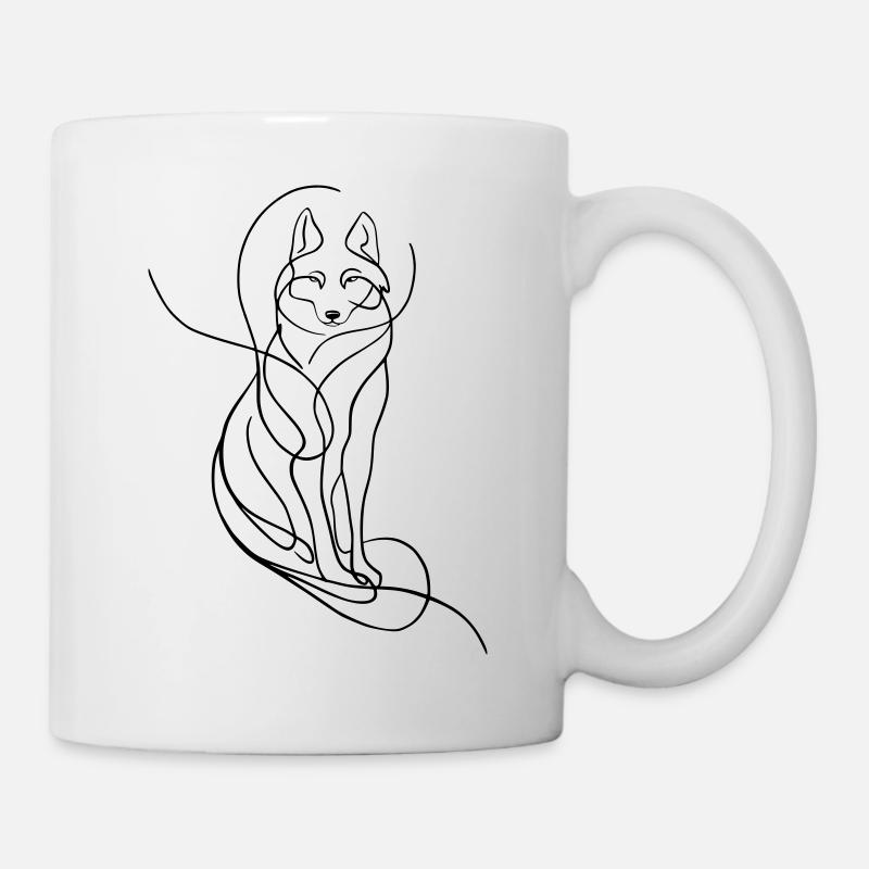 Wolf LineArt - Tasse - Weiß