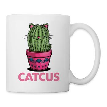 Catcus Katze und Kaktus mexikanischer Kaktus - Tasse - Weiß - Rechts