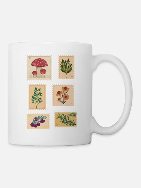Botanik Pflanzen Briefmarken - Tasse - Weiß