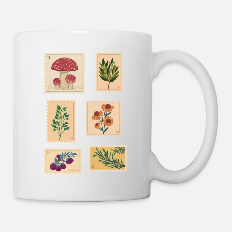 Botanik Pflanzen Briefmarken - Tasse - Weiß