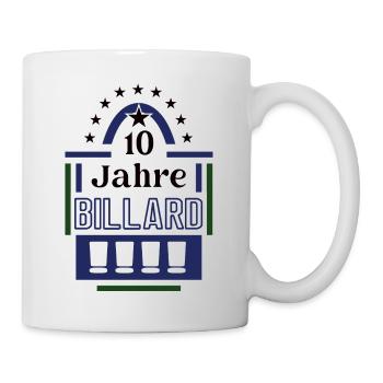 10 Jahre Billard Jubiläum Billardspieler Jubi - Tasse - Weiß - Rechts