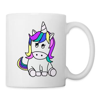Licorne design, coloré, grands yeux, mignon - Mug blanc - blanc - Droite