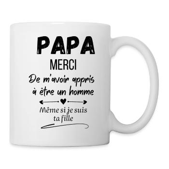 Daddy thank you for teaching me how to be a man - Mug - white - Right
