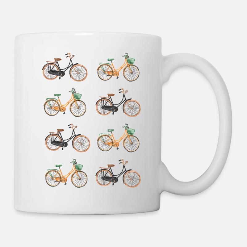 Vivid Vintage Bicycle Pattern - Mug - white