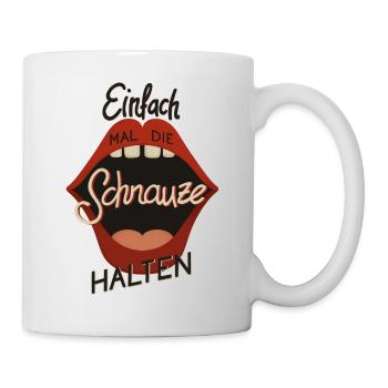 Schnauze halten: provokatives Pop-art design - Tasse - Weiß - Rechts