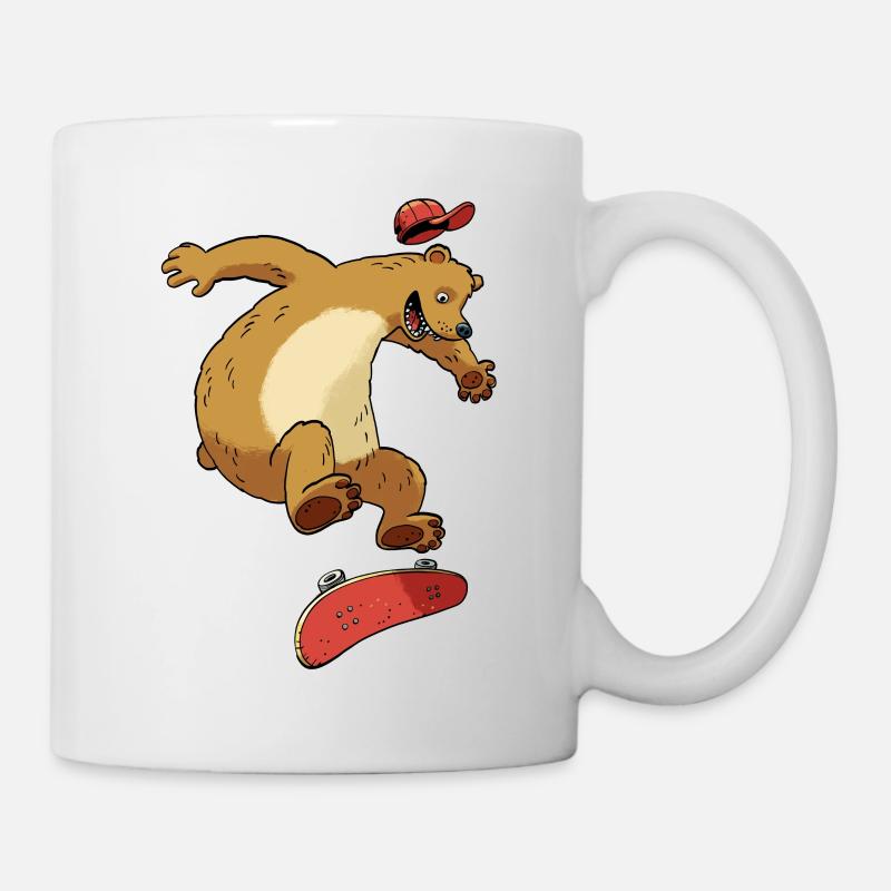 Ours sur planche à roulettes - Mug blanc - blanc