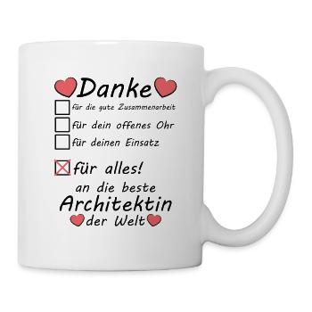 Danke an beste Architekt Abschiedsgeschenk - Tasse - Weiß - Rechts