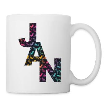 JAN - Beautiful boy name with dinosaur - Mug - white - Right