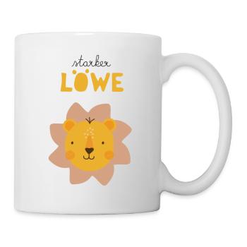 Starker Loewe gelb orange Kinder Kinderzimmer - Tasse - Weiß - Rechts