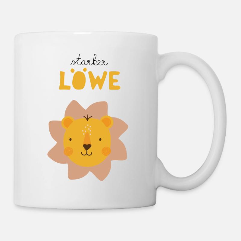 Starker Loewe gelb orange Kinder Kinderzimmer - Tasse - Weiß