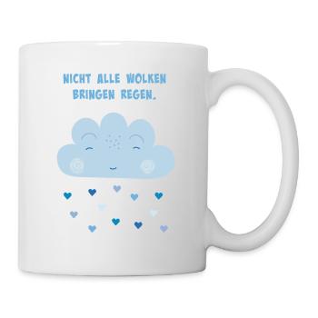 Not all clouds bring rain light blue hearts - Mug - white - Right