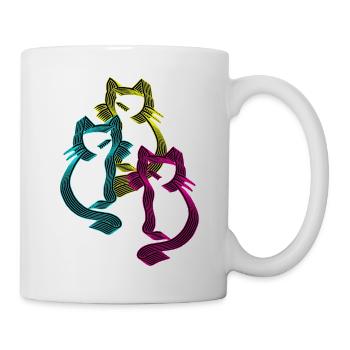 Retro Vintage Katze Katzen 80er 90er - Tasse - Weiß - Rechts
