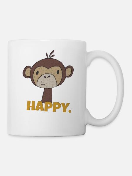 affe happy - Tasse - Weiß