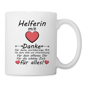 Danke für deine helfende Hand Helferin mit Herz - Tasse - Weiß - Rechts