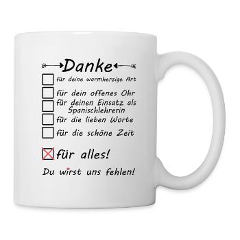 Spanischlehrerin Danke für alles zum Abschied - Tasse - Weiß - Rechts