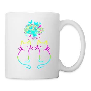 80s 90s Retrofe Vintage Cats Cat Natural - Mug - white - Right