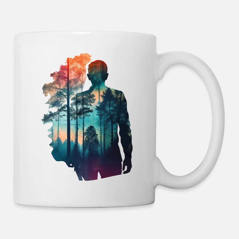 Silhouette de forêt au crépuscule - Mug blanc - blanc
