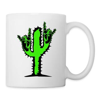 Cactus Plant Heavy Metal Hard Rock Fun Hand Gesture - Mug - white - Right