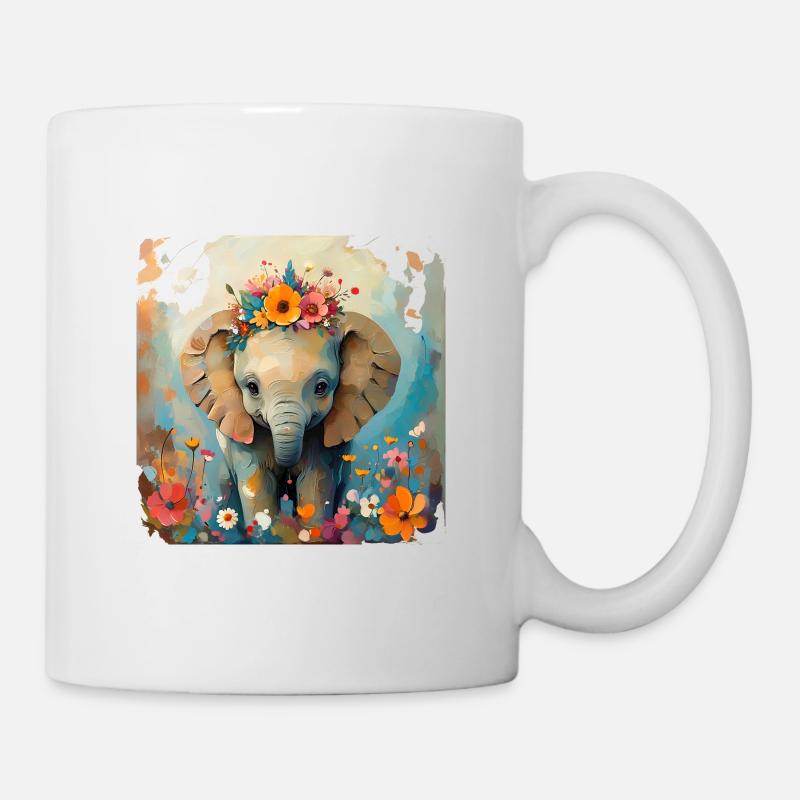 Éléphant mignon - Mug blanc - blanc