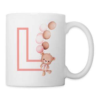 Lettre l rose ours - Mug blanc - blanc - Droite