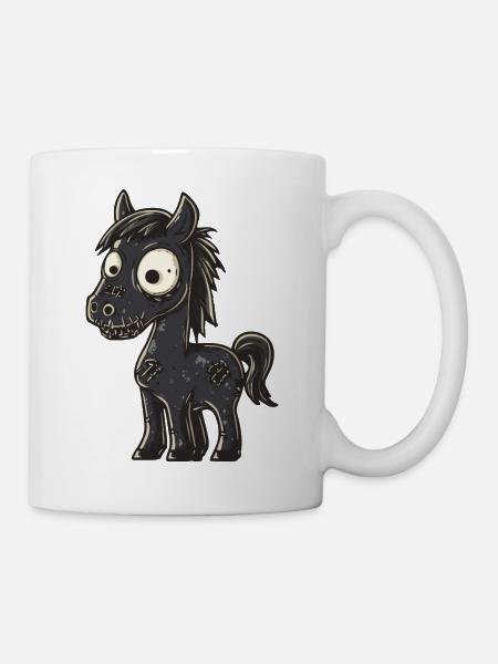 Pferd Halloween Lustig Zombie - Tasse - Weiß