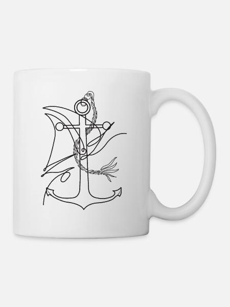 Anker und Segelboot - Tasse - Weiß