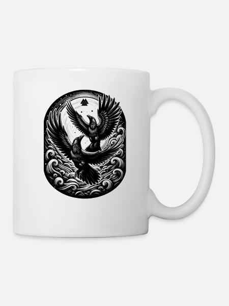 Wikinger, Raben, Hugin, Munin - Tasse - Weiß