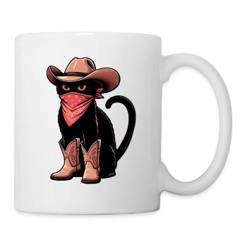 Cowboy-Katze - Tasse - Weiß - Rechts