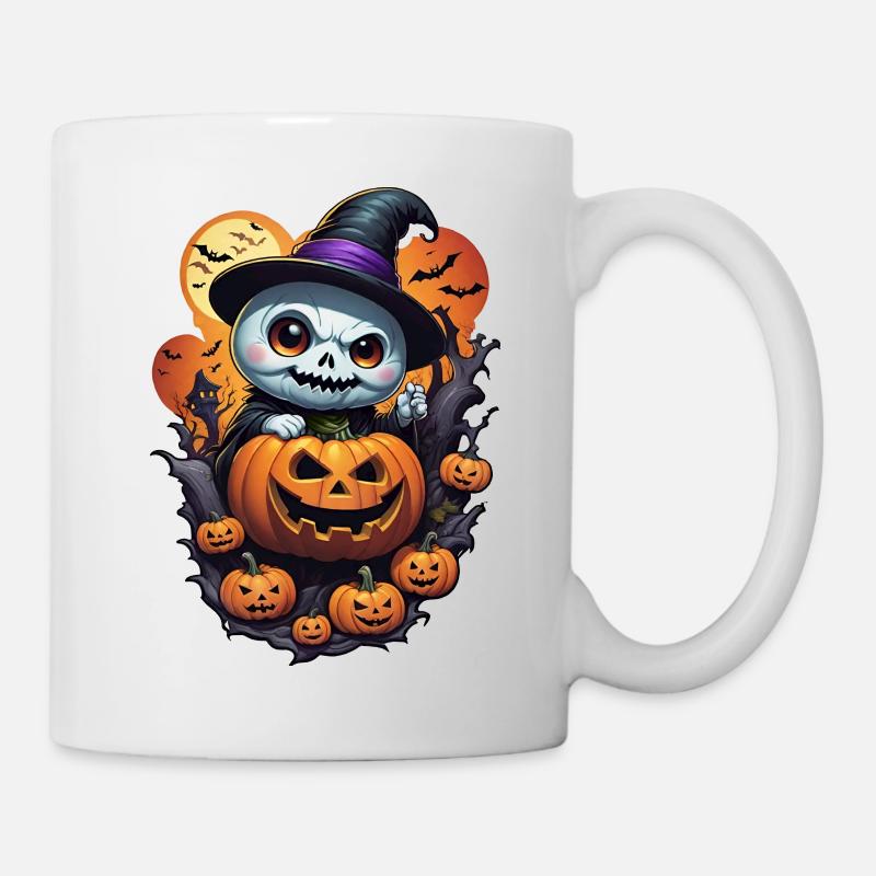 Gespenst mit Kürbis - Tasse - Weiß