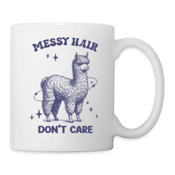 Messy Hair Don't Care Lustiges Alpaka - Tasse - Weiß - Rechts