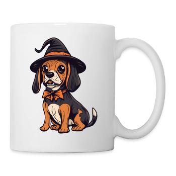 Beagle Hund Halloween Comic Lustig - Tasse - Weiß - Rechts