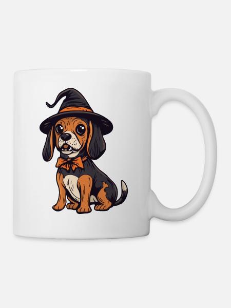 Beagle Hund Halloween Comic Lustig - Tasse - Weiß