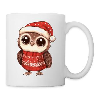 Eule Weihnachten Comic - Tasse - Weiß - Rechts