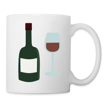 Weinflasche und Weinglas - Tasse - Weiß - Rechts