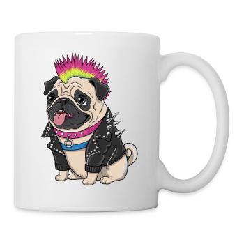 Mops Hundehalter Mops Punk Punker - Tasse - Weiß - Rechts