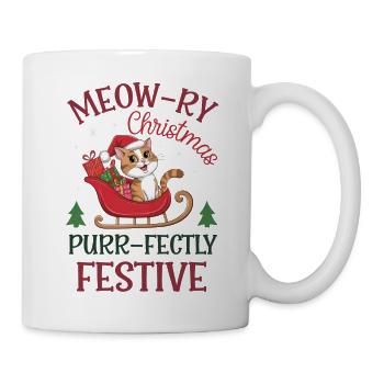 Meow-ry Christmas Purr-fectly Festive - Tasse - Weiß - Rechts