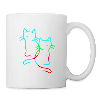 80er 90edr Rretro Vintage Katzen Katze Kätzchen - Tasse - Weiß - Rechts