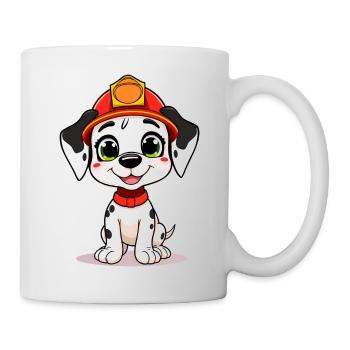 Happy Firefighter Dog in Red Helmet - Mug - white - Right