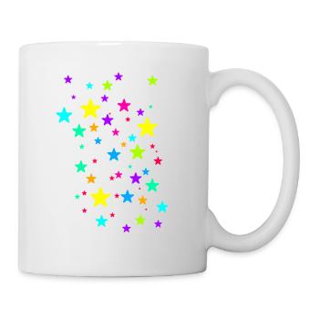 Colorful stars, stars, star, blue, yellow, pink, green - Mug - white - Right