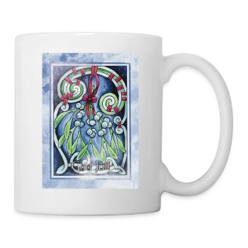 God Jul Mistel und Knotenmuster - Tasse - Weiß - Rechts