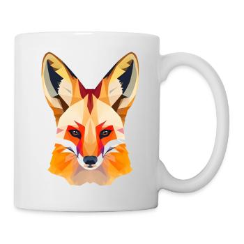 Gelassener Rotfuchs mit goldenem Fell Low Polygon - Tasse - Weiß - Rechts