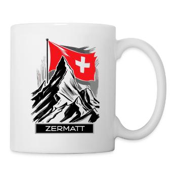 Zermatt with the Swiss flag – Alpine elegance - Mug - white - Right