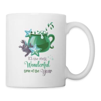Hot Cacao, It's the most wonderful time, green - Tasse - Weiß - Rechts