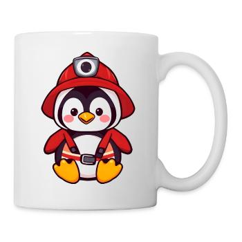 Brave Penguin Firefighter Rescuing - Mug - white - Right