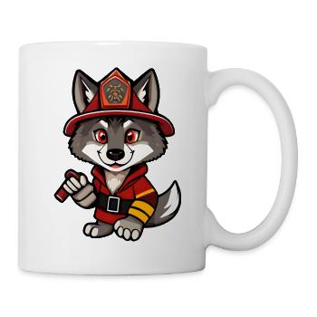 Heroischer Feuerwolf - Karikatur-Illustration - Tasse - Weiß - Rechts