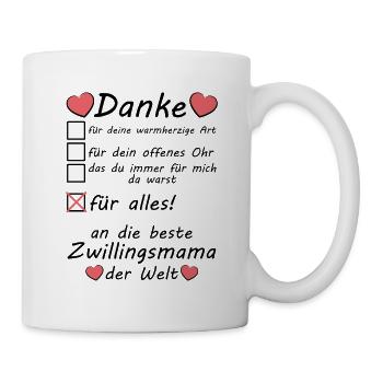 Beste Zwillingsmama Danke sagen Muttertag - Tasse - Weiß - Rechts