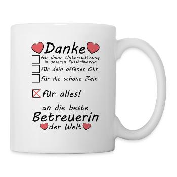 Danke sagen an beste Fussball Betreuerin - Tasse - Weiß - Rechts