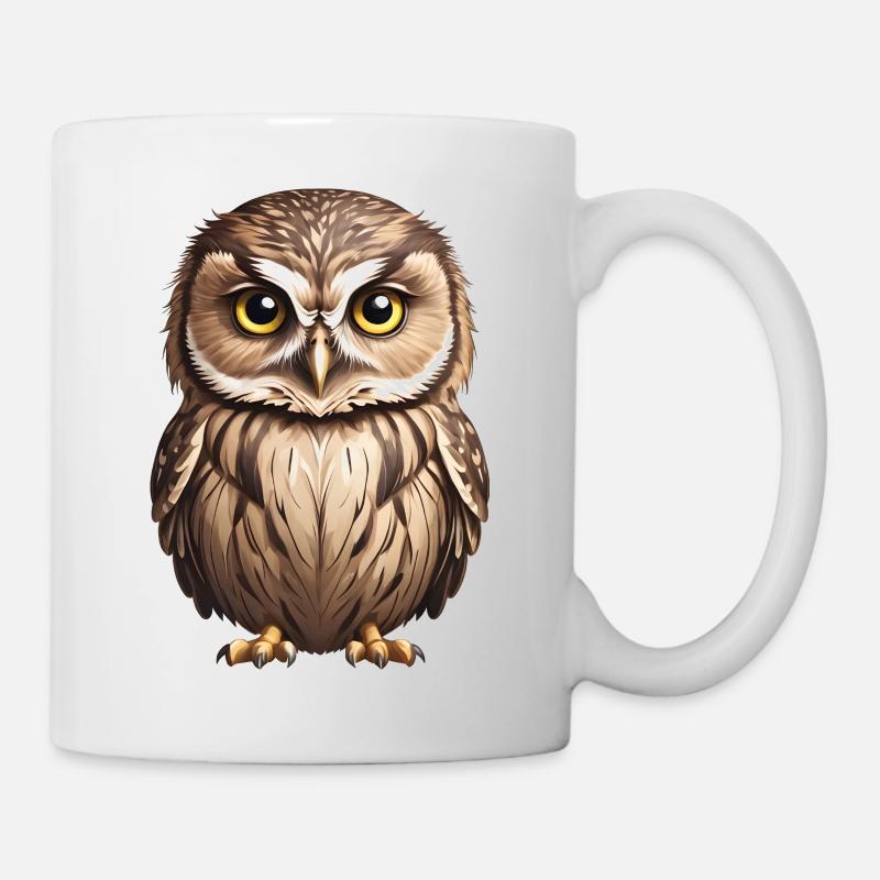Junge braune Eule - Tasse - Weiß
