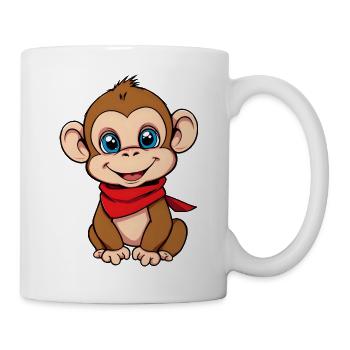 Niedliches Affe Rotes Bandana - Tasse - Weiß - Rechts